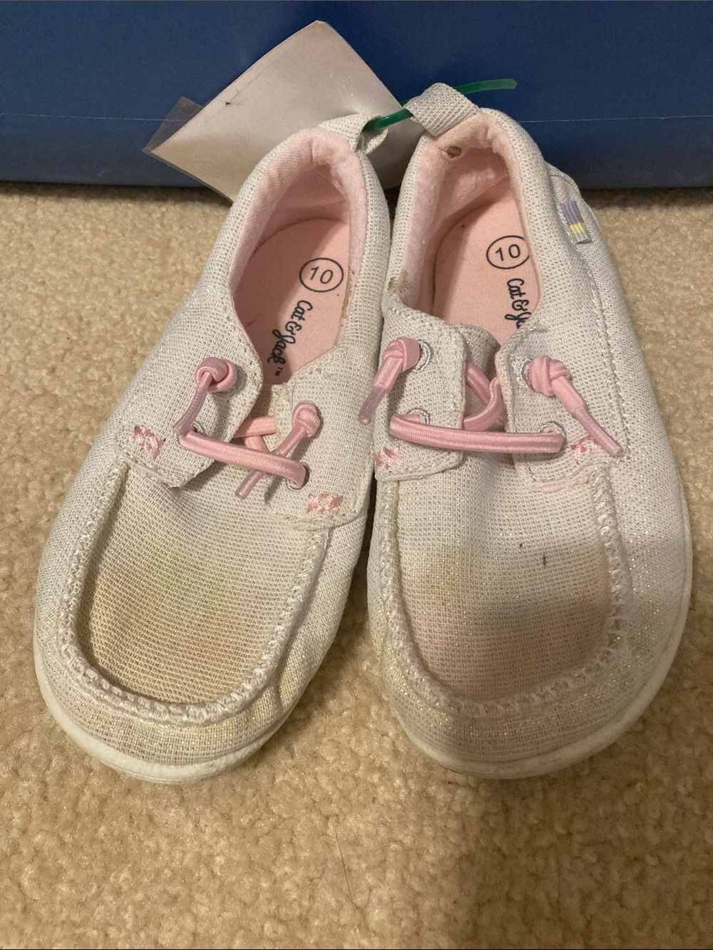 Cat & Jack White Canvas Slip-On Sneakers with Pink Accents